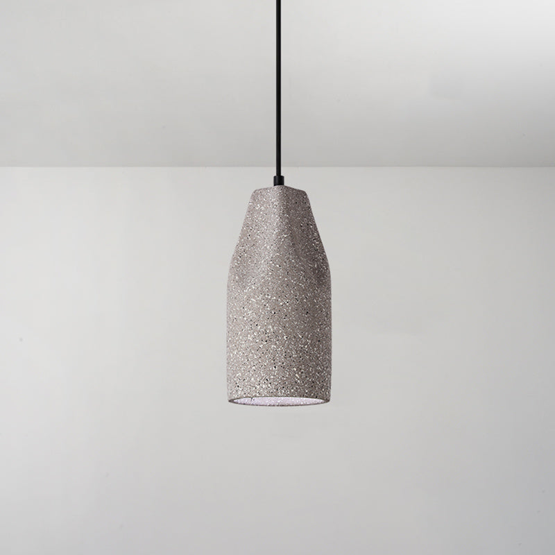 Plafonnier à abat-jour géométrique moderne - Lampe suspendue simple pour salle à manger en finition ciment