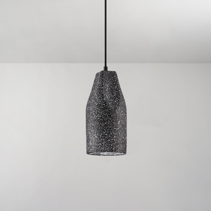Plafonnier à abat-jour géométrique moderne - Lampe suspendue simple pour salle à manger en finition ciment