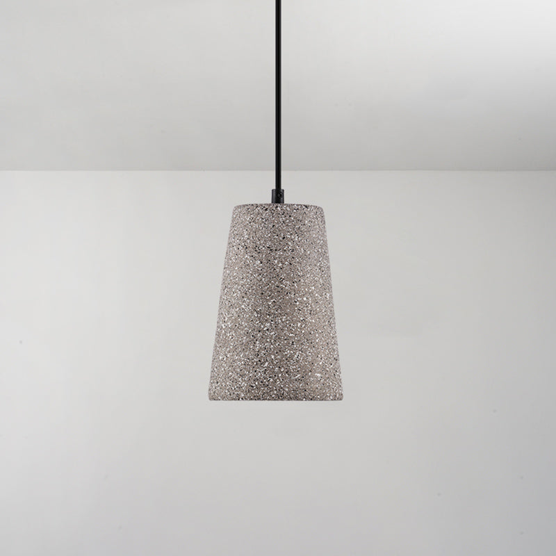 Plafonnier à abat-jour géométrique moderne - Lampe suspendue simple pour salle à manger en finition ciment