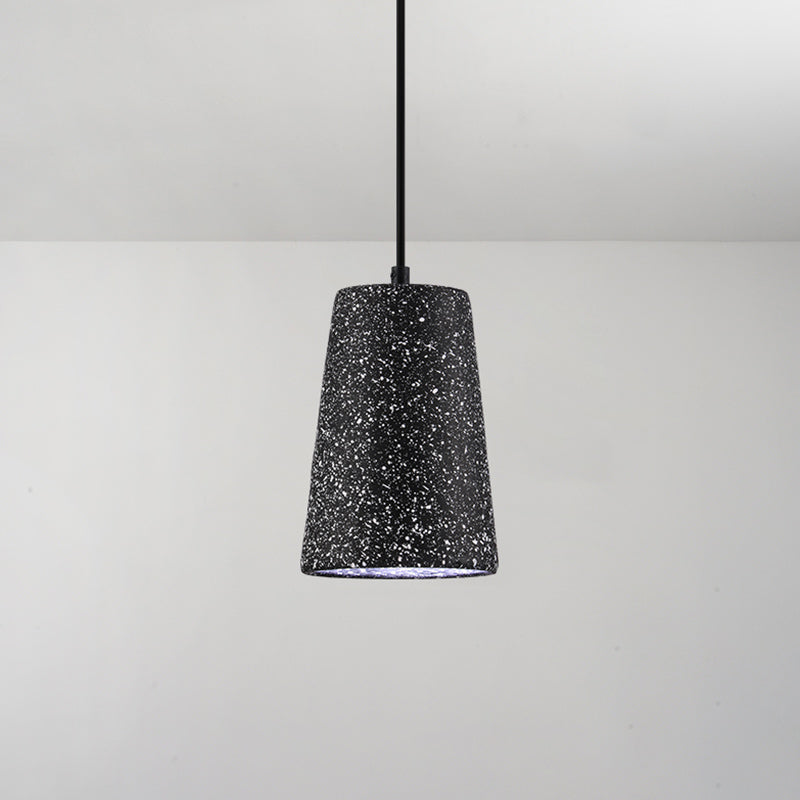 Plafonnier à abat-jour géométrique moderne - Lampe suspendue simple pour salle à manger en finition ciment
