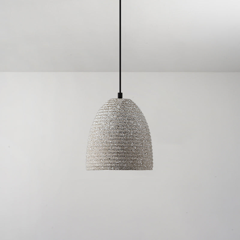 Plafonnier à abat-jour géométrique moderne - Lampe suspendue simple pour salle à manger en finition ciment