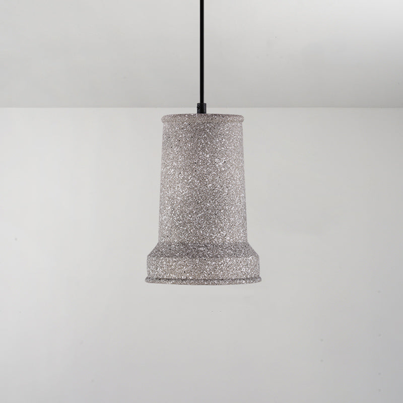 Plafonnier à abat-jour géométrique moderne - Lampe suspendue simple pour salle à manger en finition ciment