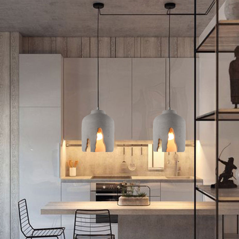 Geometric Cement Pendant Light - Modern Style for Single Dining Room Suspension Fixture