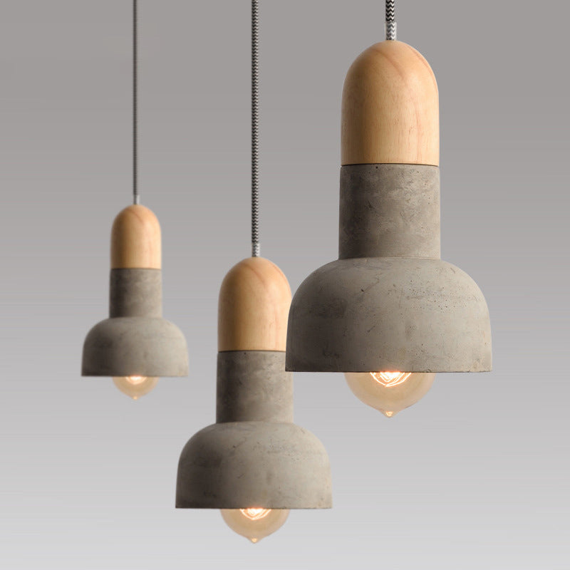 Cement Pendant Light - Minimalistic Flashlight Design 1 Bulb Ceiling Hanging Fixture For Dining Room