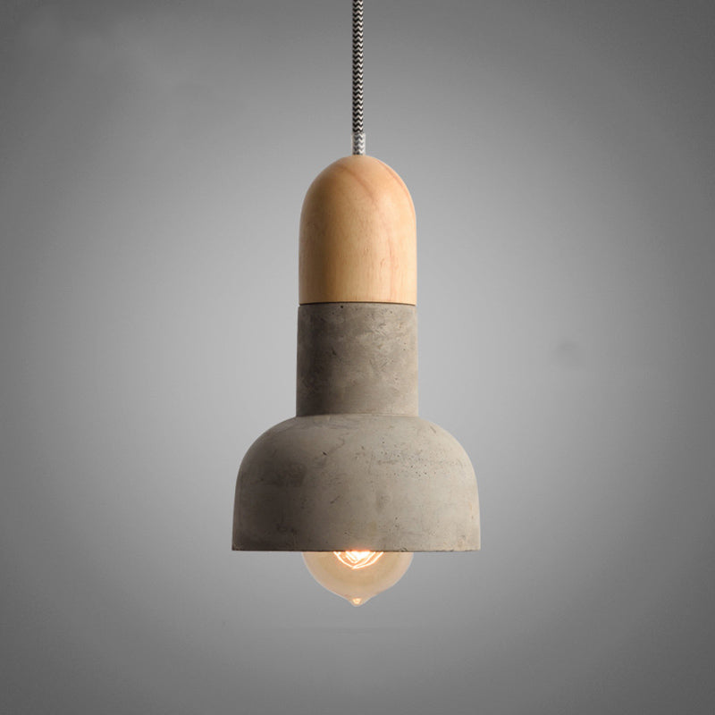 Cement Pendant Light - Minimalistic Flashlight Design 1 Bulb Ceiling Hanging Fixture For Dining Room