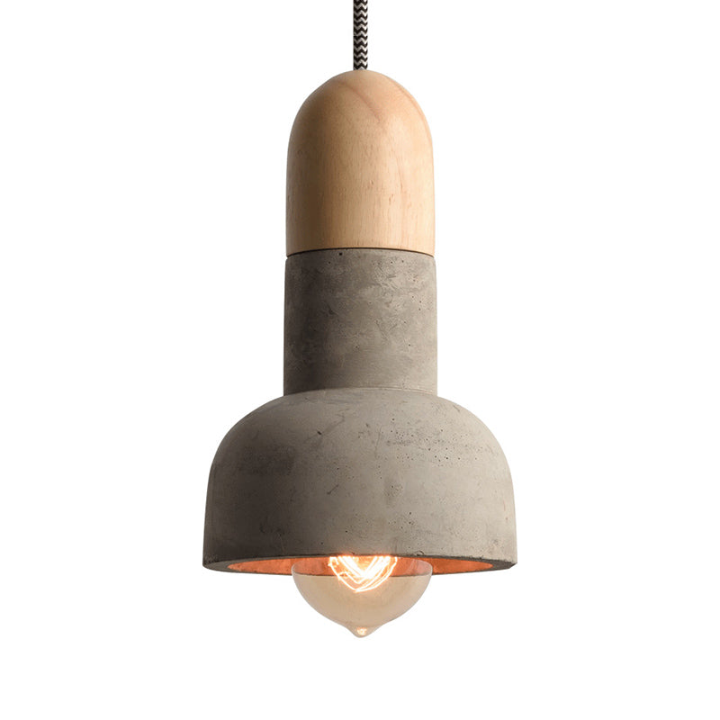 Minimalistic Cement Hanging Pendant Light with Flashlight Shape: Dining Room Ceiling Light (1 Bulb)