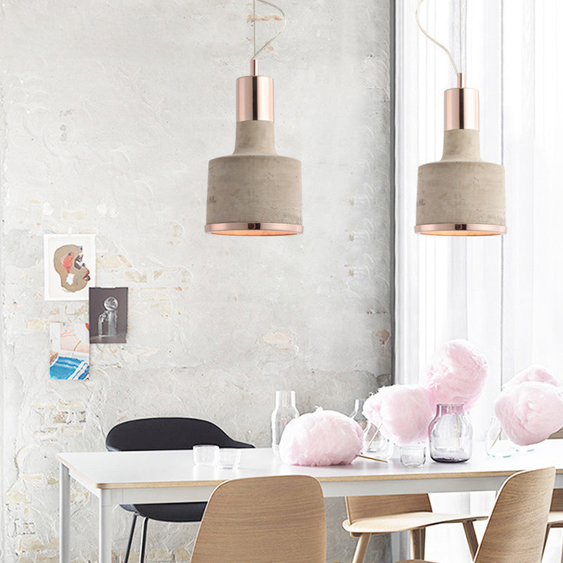 Minimalistic Cement Hanging Pendant Light with Flashlight Shape: Dining Room Ceiling Light (1 Bulb)