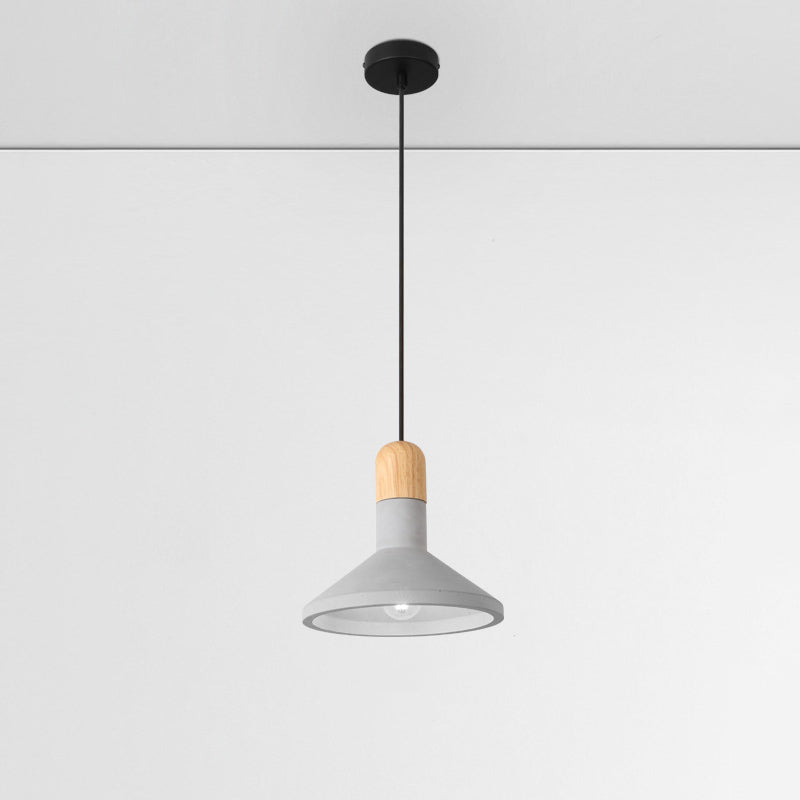 Minimalist Funnel Pendant Light in Grey - Cement Finish - Perfect for Dining Room - Includes 1 Bulb