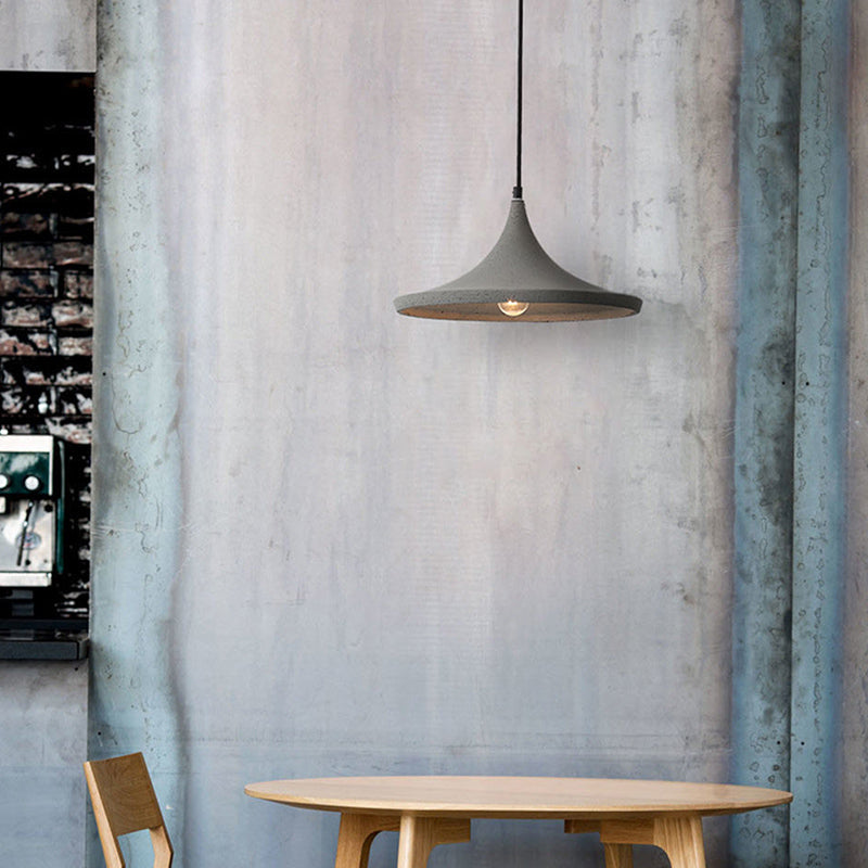 Nordic Style Grey Conical Cement Suspension Ceiling Light with 1 Bulb