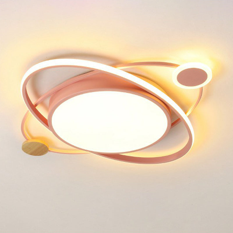 Macaron LED Orbit Flush Mount Lighting for Kids' Bedroom Ceiling - Metallic Color