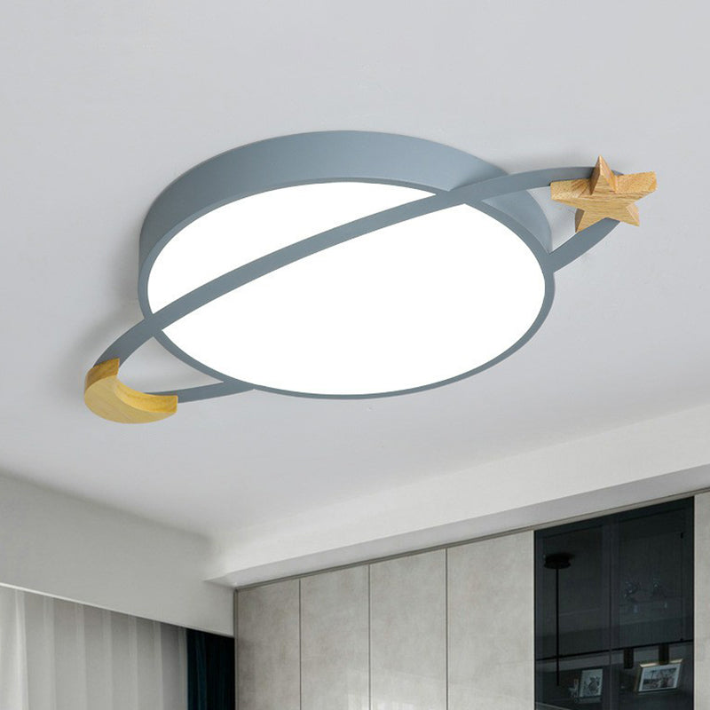 Nordic Flush Light with Celestial Wooden Accents - Perfect for Bedrooms