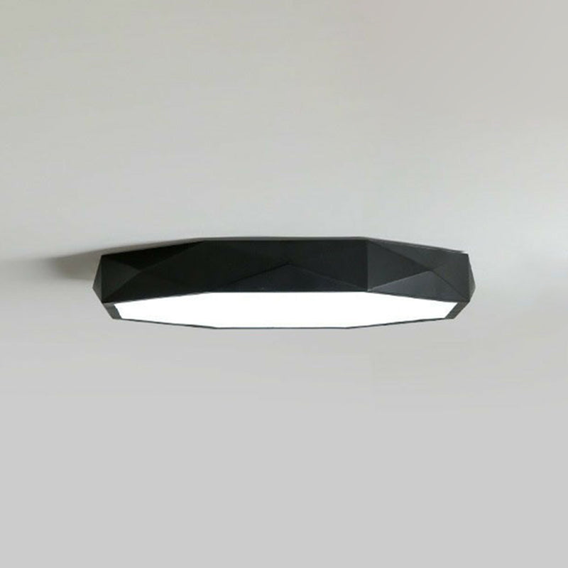 Sleek Octagonal Metallic LED Flush Mount Ceiling Light - Modern Minimalist Design for Your Bedroom