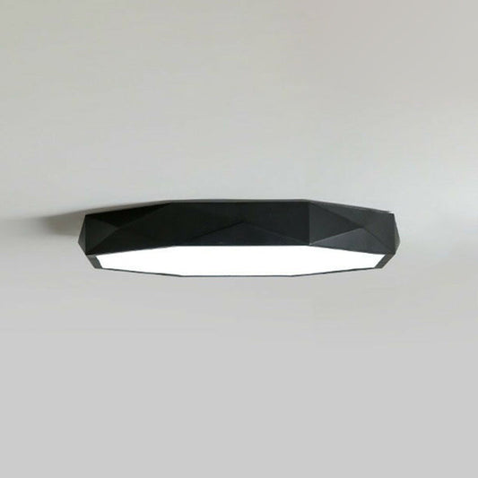 Sleek Octagonal Metallic Led Flush Mount Ceiling Light - Modern Minimalist Design For Your Bedroom