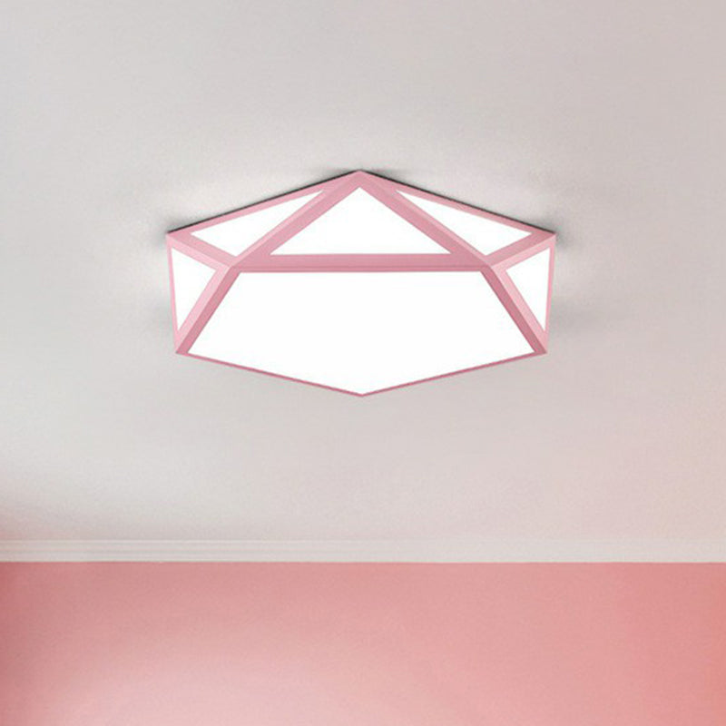 Modern Nordic Pentagon LED Flush Mount Light Fixture for Bedrooms