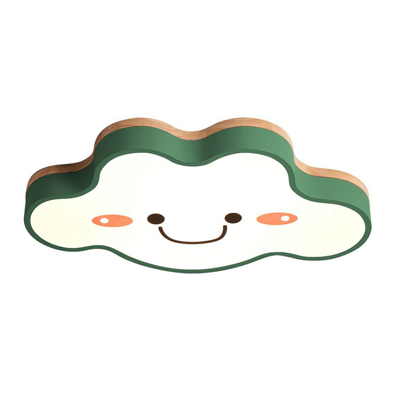 Smiling Cloud Led Flush Mount Ceiling Light - Frosted Acrylic Bedroom Lighting Fixture For Kids