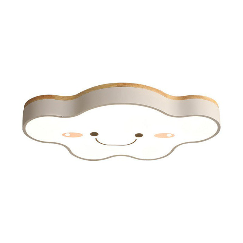 Cartoon Smiling Cloud LED Flush Mount Ceiling Light for Kids Bedroom