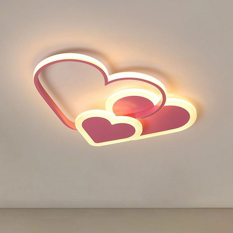 Macaron Heart LED Flush Ceiling Light: Kindergarten Flush Light Fixture