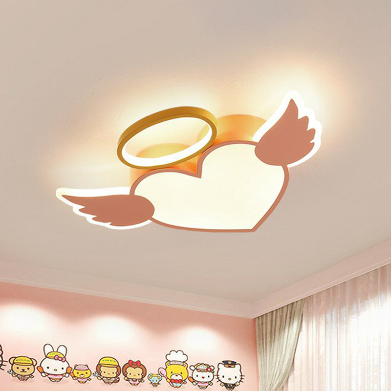 Heart Angel LED Flush Mount Ceiling Light for Kids' Minimalist Acrylic Bedroom