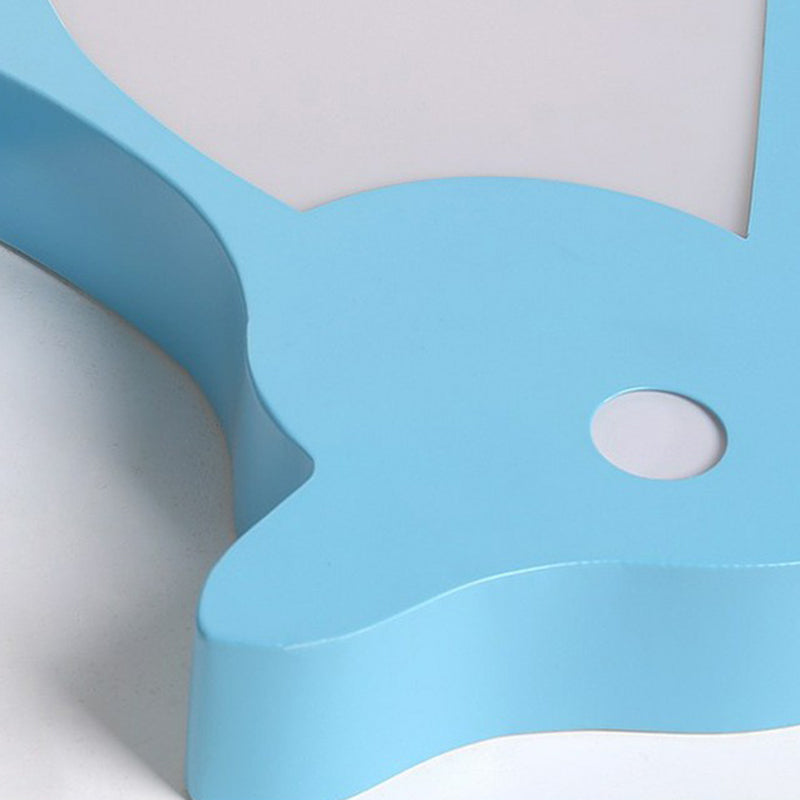 Kids' Metallic Blue LED Squirrel-shaped Flush Light for Bedroom Ceiling