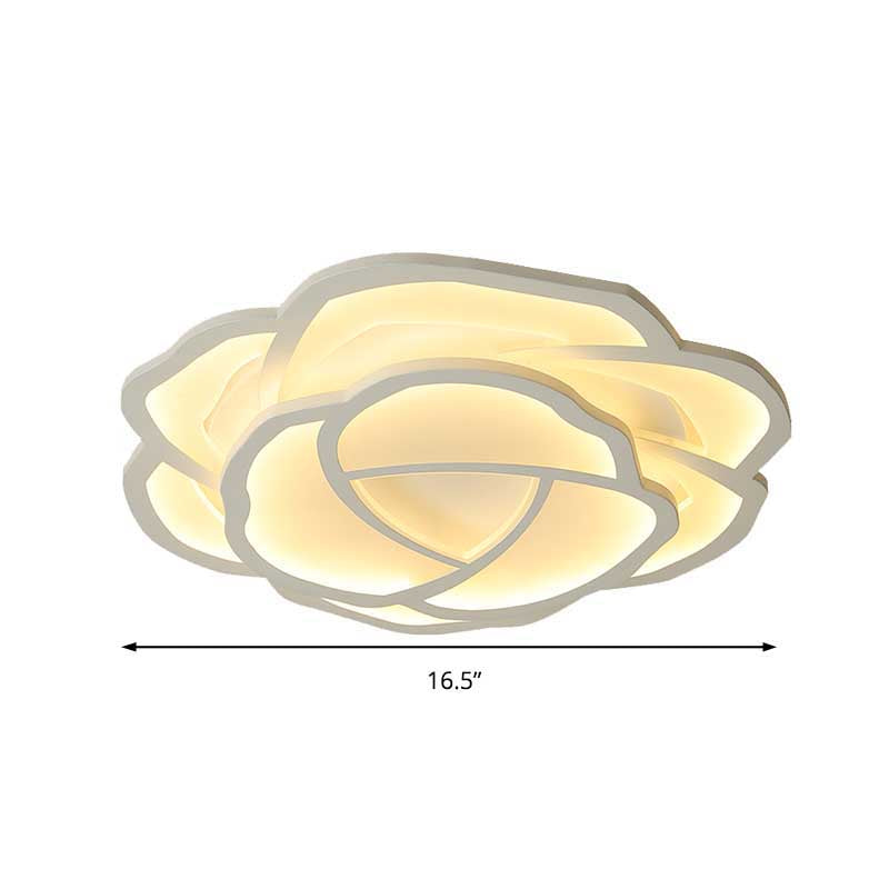 LED Acrylic Shaded Rose Flush Mount Ceiling Lamp - Simplicity Bedroom Light (16"/20.5") in Warm/White