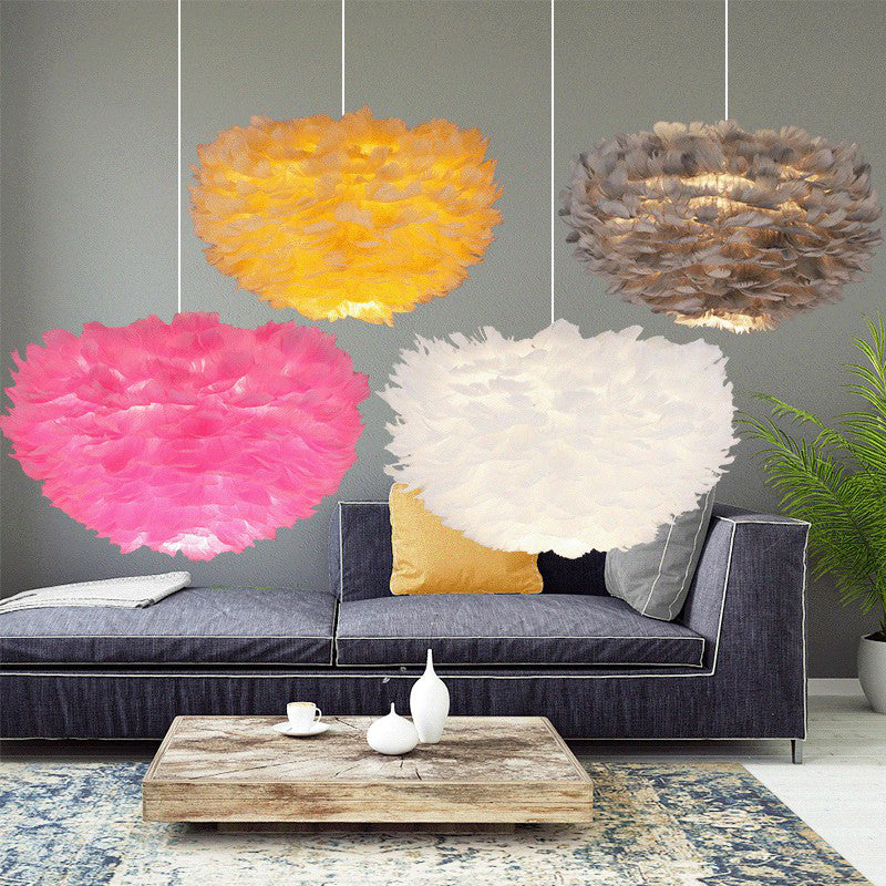 Hemispherical Feather Pendant Light For Elegant Living Room Ambiance