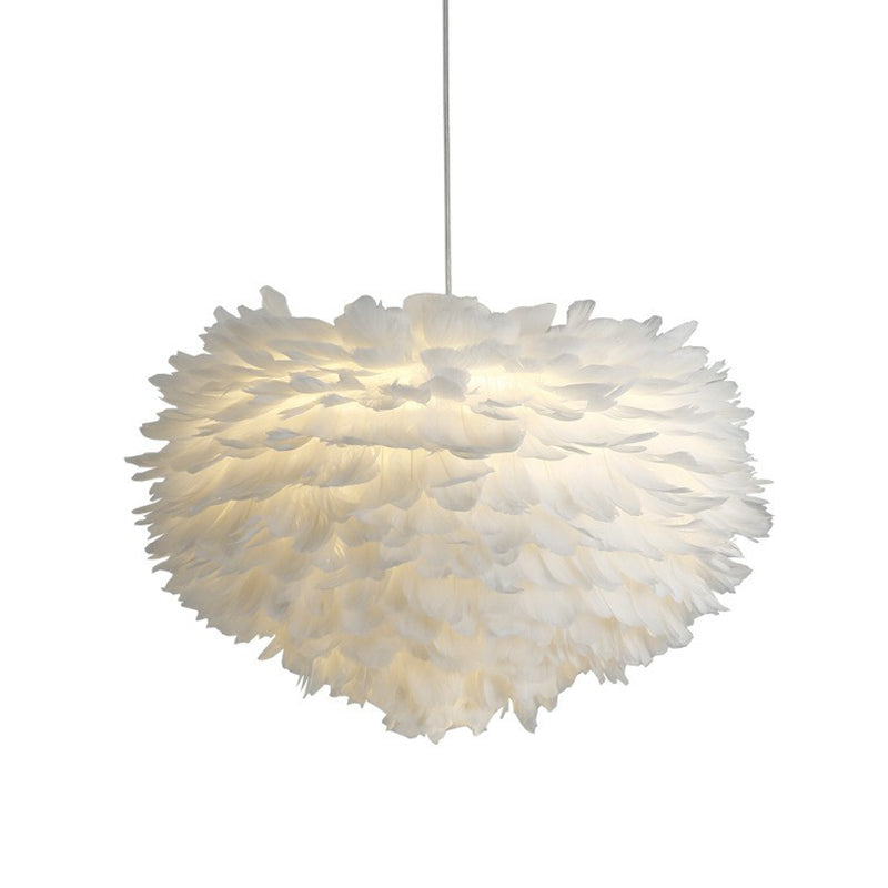 Sleek Feathered Hemispherical Pendant Ceiling Light for Living Room Décor