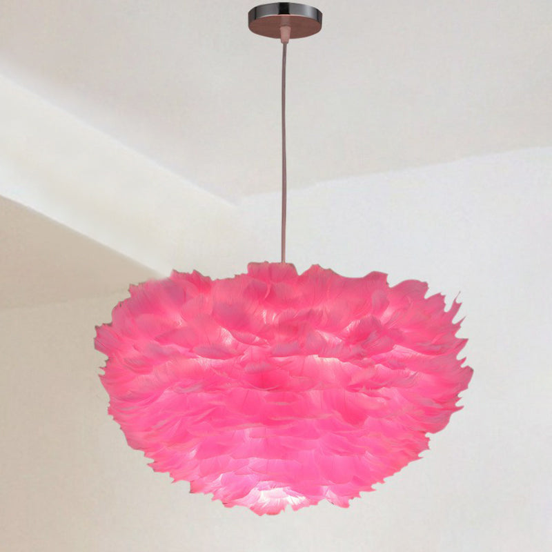 Hemispherical Feather Pendant Light For Elegant Living Room Ambiance