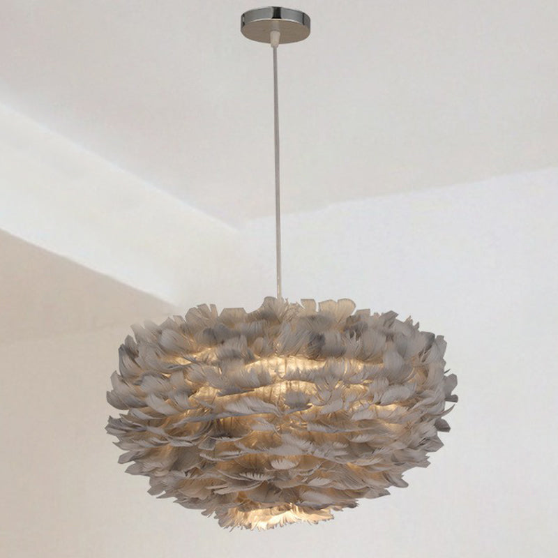 Hemispherical Feather Pendant Light For Elegant Living Room Ambiance