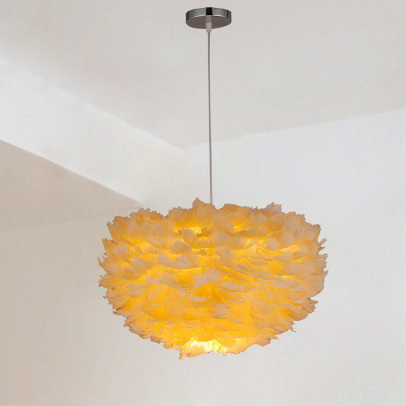 Sleek Feathered Hemispherical Pendant Ceiling Light for Living Room Décor