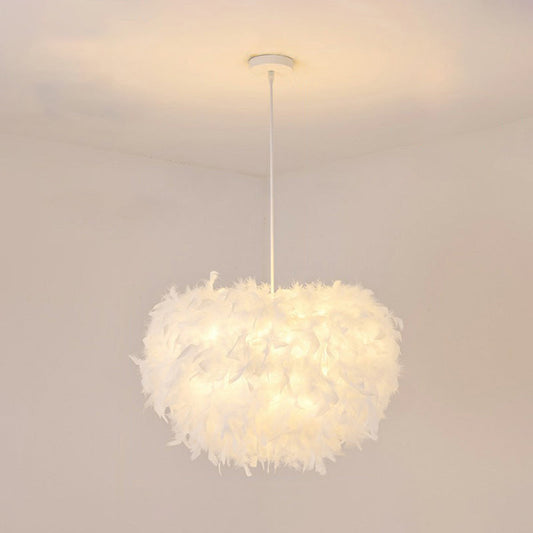 White Minimalistic Hemisphere Pendant Light for Living Room
