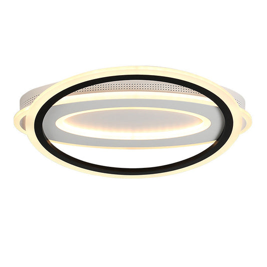 Oval Led Ceiling Flush Mount - 16.5/19.5/23.5 Wide Black & White Acrylic Bedroom Light In