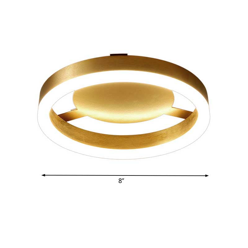 Plafonnier LED en métal doré pour couloirs modernes - Rond/carré, lumière chaude/blanche