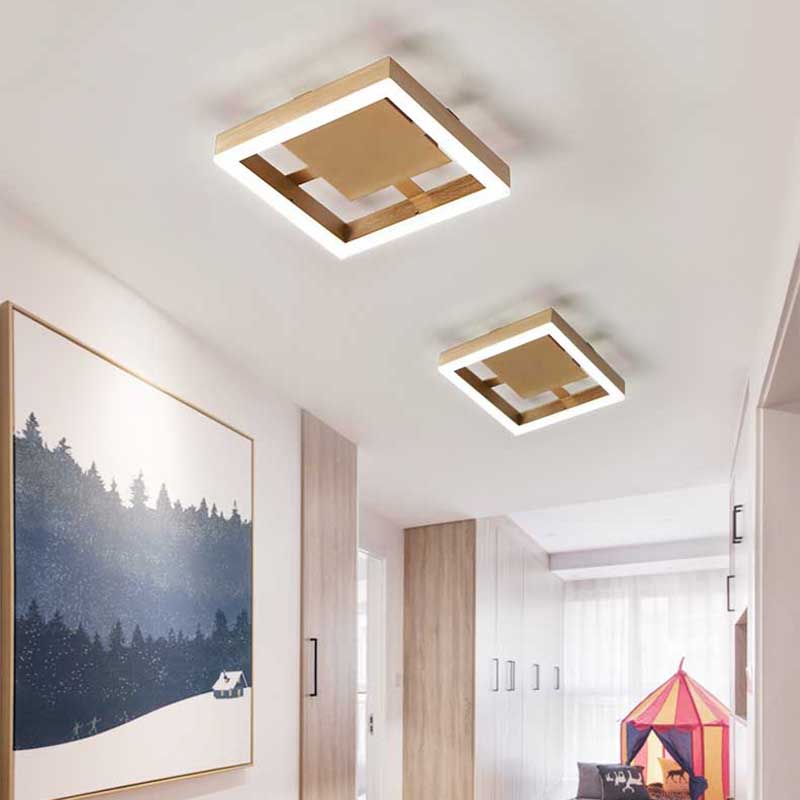 Plafonnier LED en métal doré pour couloirs modernes - Rond/carré, lumière chaude/blanche