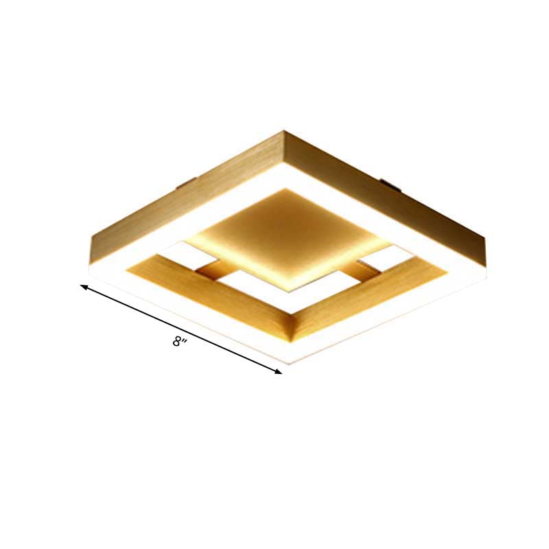 Plafonnier LED en métal doré pour couloirs modernes - Rond/carré, lumière chaude/blanche