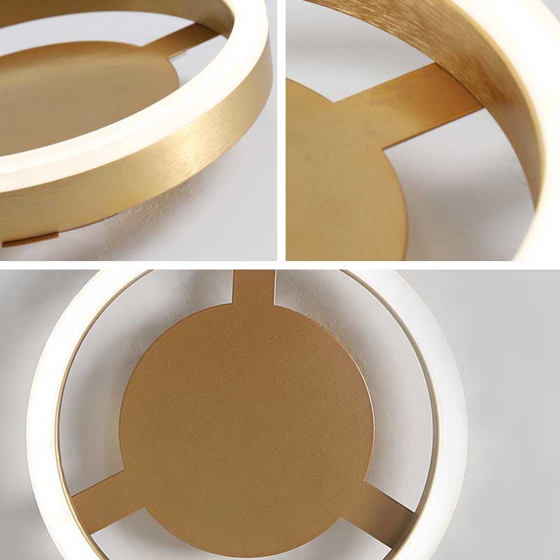 Plafonnier LED en métal doré pour couloirs modernes - Rond/carré, lumière chaude/blanche
