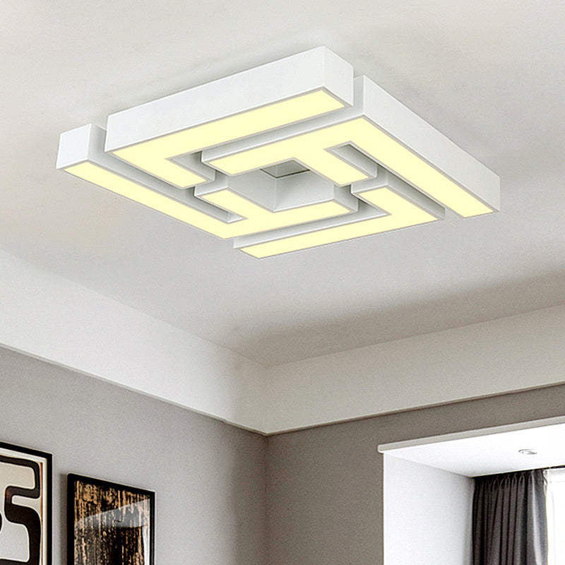 Maze Flush Mount LED Ceiling Lamp - Acrylic Shade, White, Warm/White Light
