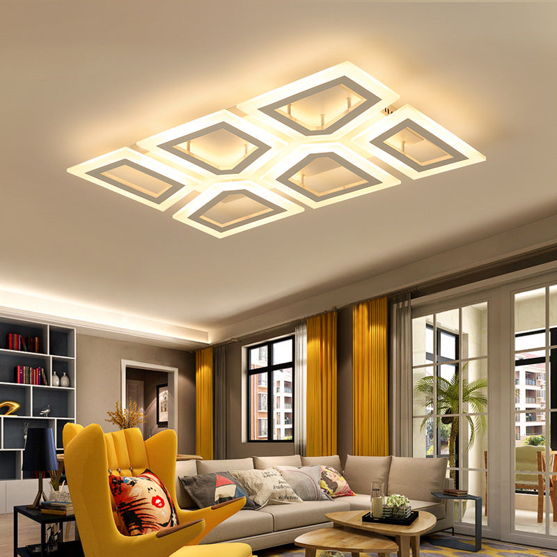 Modern LED Flush Light for Bedroom | Square/Rectangular Splicing | Warm/White Light | 16"/24.5"/37.5" W