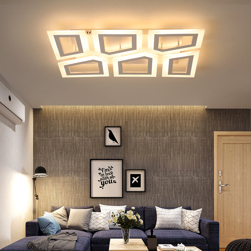 Modern LED Flush Light for Bedroom | Square/Rectangular Splicing | Warm/White Light | 16"/24.5"/37.5" W