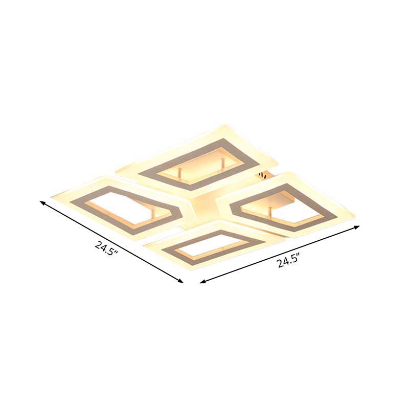 Modern LED Flush Light for Bedroom | Square/Rectangular Splicing | Warm/White Light | 16"/24.5"/37.5" W