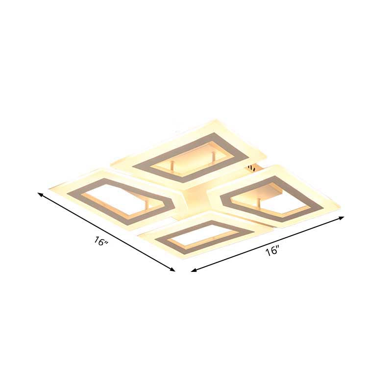 Modern Led Flush Light For Bedroom | Square/Rectangular Splicing Warm/White 16/24.5/37.5 W