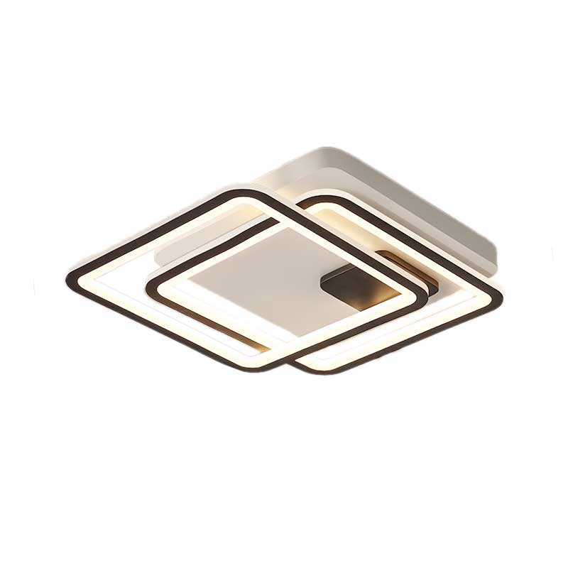 Contemporary Black 2-Tier LED Ceiling Flush Mount - 18"/23" Wide | Warm/White Light
