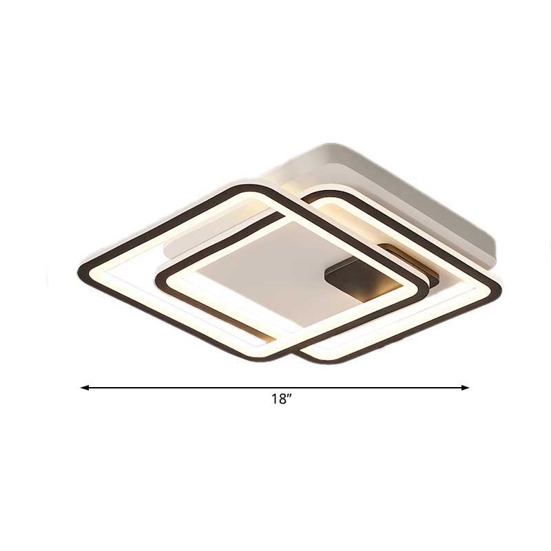 Contemporary Black 2-Tier LED Ceiling Flush Mount - 18"/23" Wide | Warm/White Light