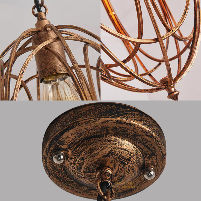 Retro Oval Pendant Light - 1 Head Metallic Ceiling Lamp In Black/White For Living Room