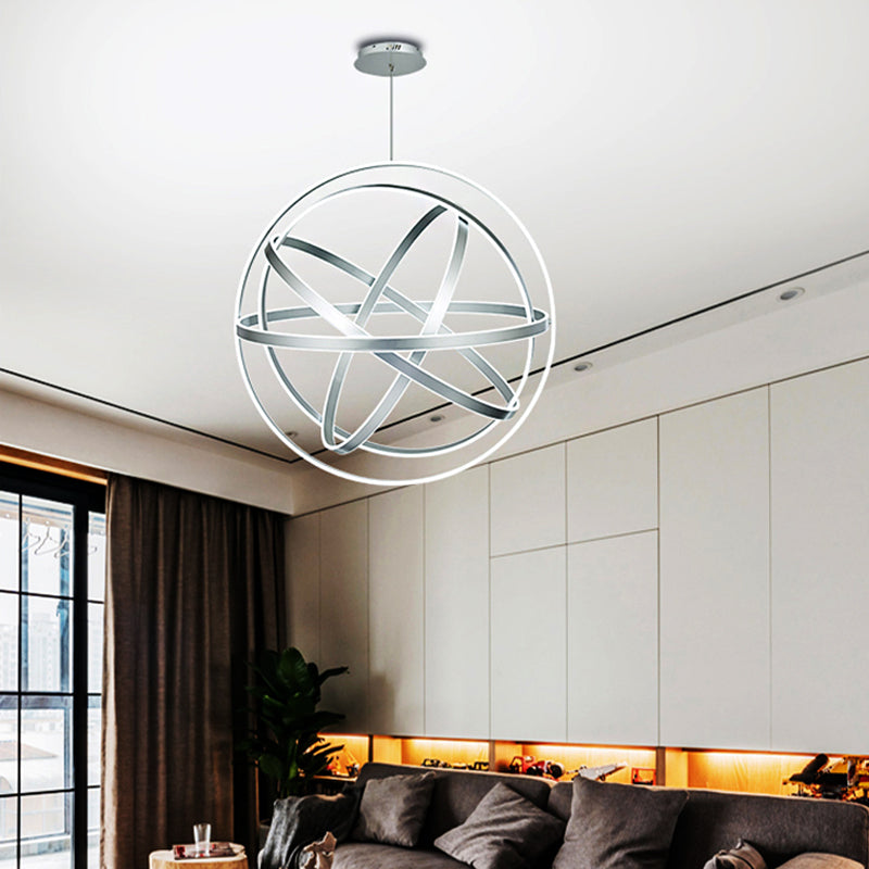 Modernistic Acrylic Globe Chandelier Pendant - 19.5" Wide, 1-Light, White Ceiling Fixture