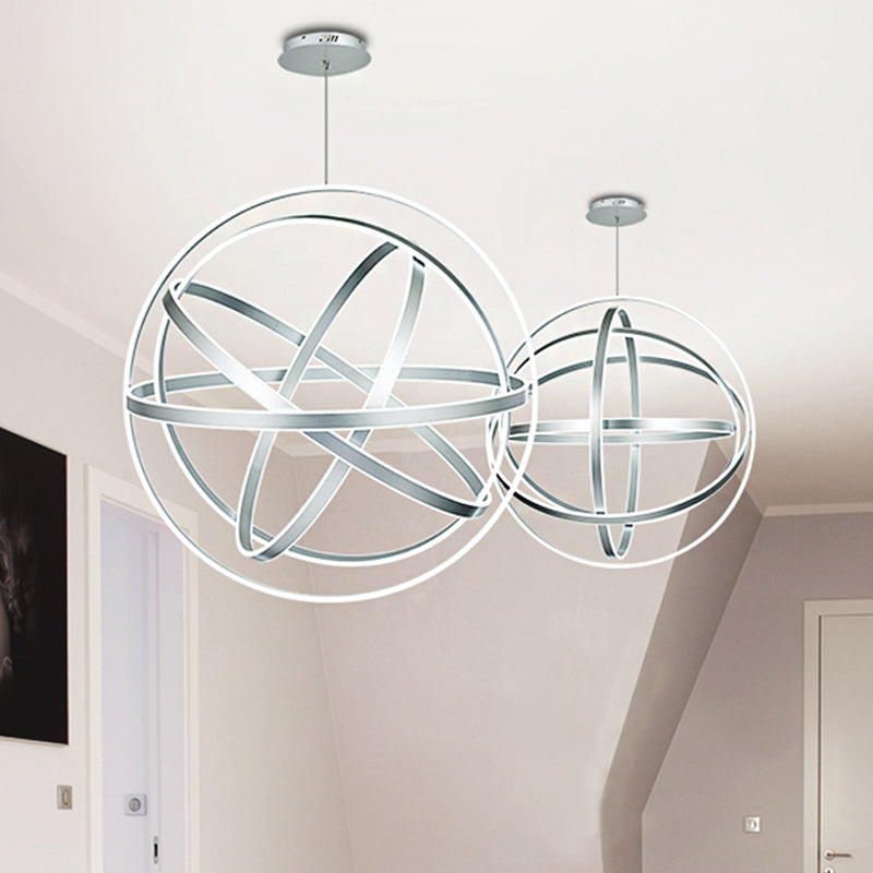 Modernistic Acrylic Globe Chandelier Pendant - 19.5" Wide, 1-Light, White Ceiling Fixture