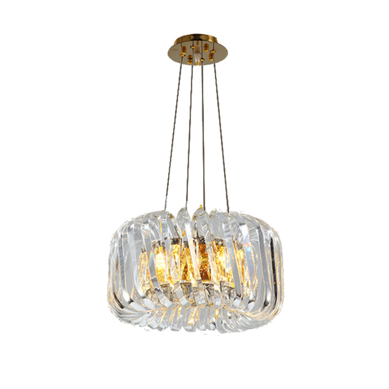 Lustre en cristal à LED contemporain - Lampe de plafond suspendue Clear Treasure Bowl