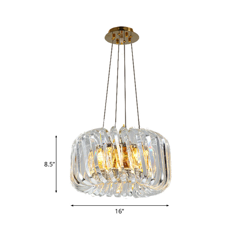 Lustre en cristal à LED contemporain - Lampe de plafond suspendue Clear Treasure Bowl