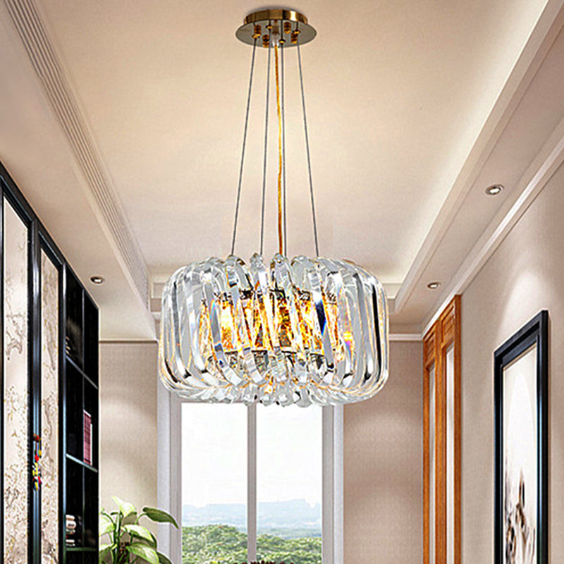 Lustre en cristal à LED contemporain - Lampe de plafond suspendue Clear Treasure Bowl