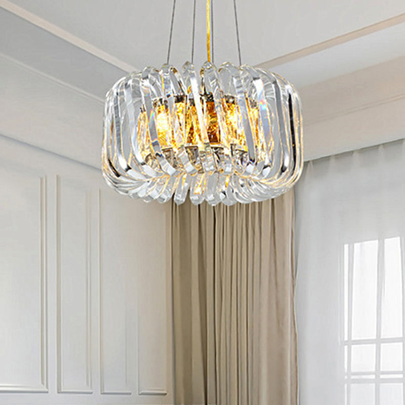 Lustre en cristal à LED contemporain - Lampe de plafond suspendue Clear Treasure Bowl