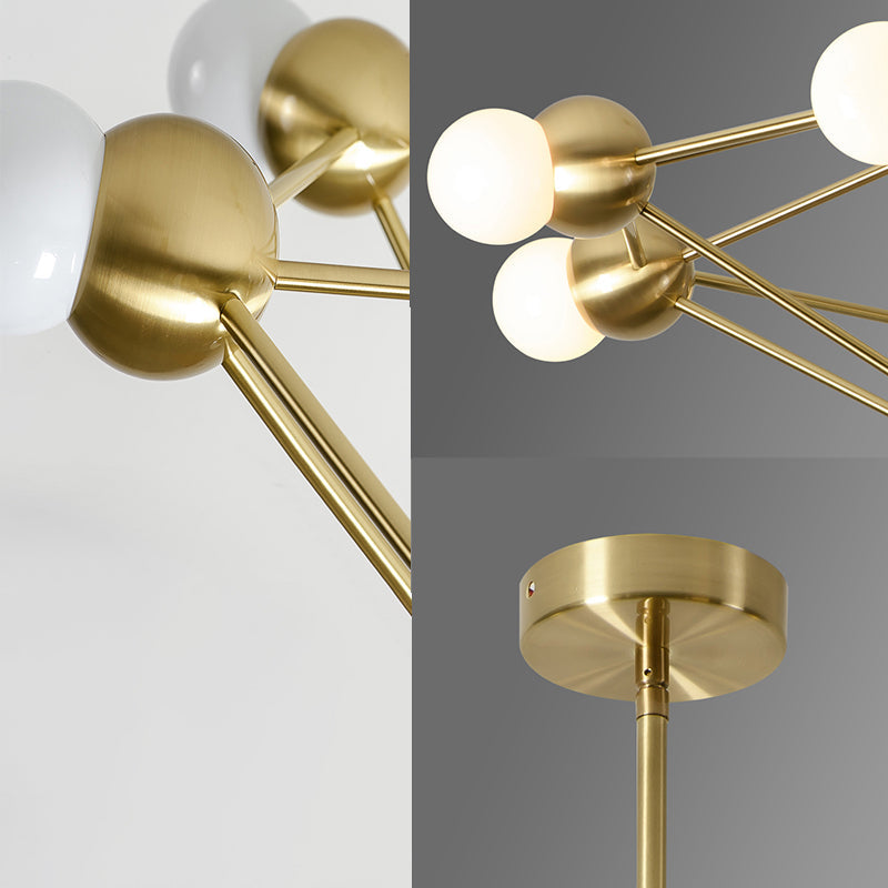 Modern 6/8/10-Light Hanging Chandelier Kit in Black/Gold with Geometric Metal Arm - Ideal for Living Room